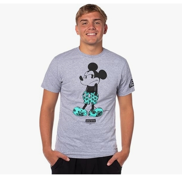 Neff Other - Neff Mens Gray Short Sleeve Tee with Mickey Mouse Tropical Graphic EUC M